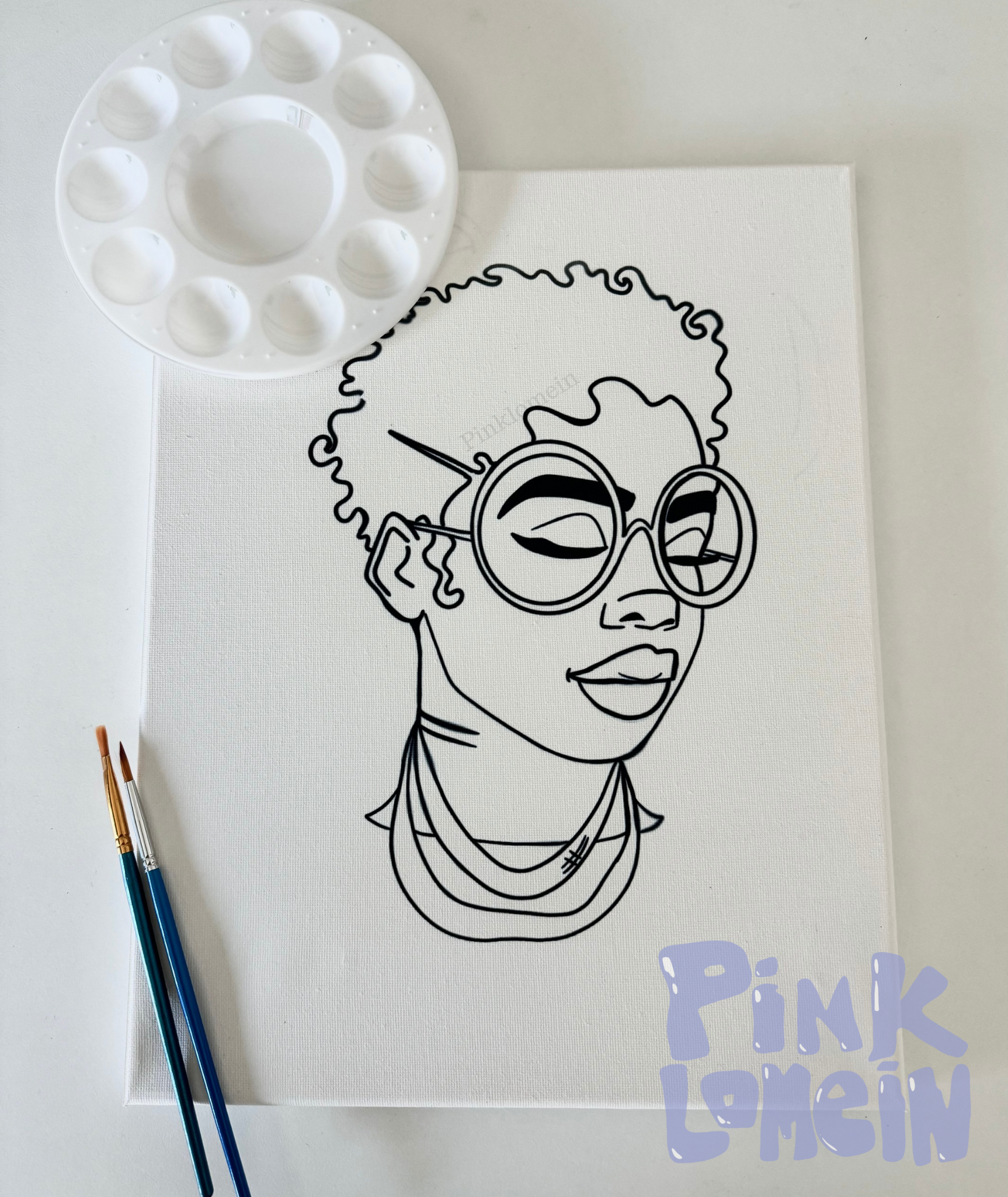 Pinklomein Sip and Paint Canvas outline